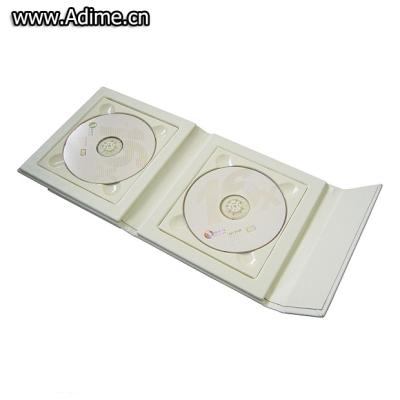 China Elegant White Leather Magnet Closure Double Wedding CD DVD Box Holder Cover for sale