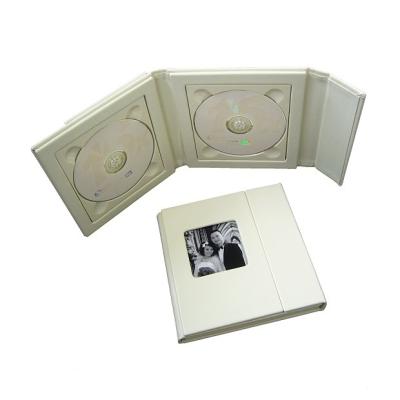 China White Wedding Leather Magnet Closure CD DVD Box Case for sale