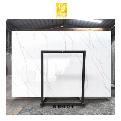 China Competitive Price Eco - Friendly Artificial Marble Calacatta White Artificial Stone Floor Tiles for sale