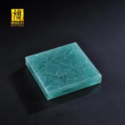 China New type modern hot sale wall panel transparent jade glass slab for countertop for sale