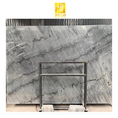 China Eco-friendly Natural Marble Gray Marble Black Veins TV Background Wall Panel for sale