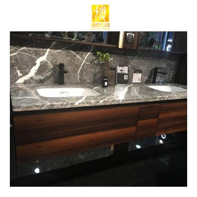 China Hot Sale Modern Marble Vanity Tops Gray Stone Countertops For Bathroom for sale