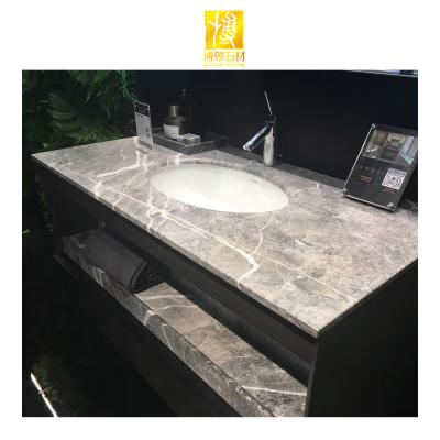 China Modern Artificial Stone Vanity Top Bath Countertops Gray Marble Marble for sale