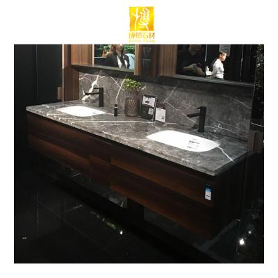 China Modern Polished Gray Marble Vanity With Top Marble Top Bathroom Vanity for sale