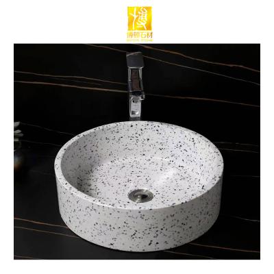 China Modern Customized Inorganic Terrazzo Floor Around Basin Stone Pedestal White Marble Sink for sale