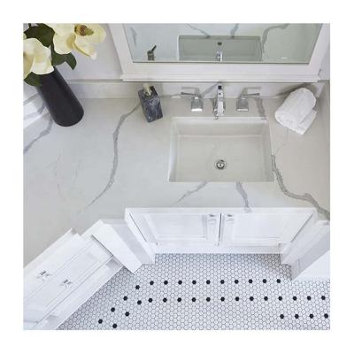 China Calacatta Modern Quartz Slim Edge Vanity Tops White Artificial Quartz Countertops for sale