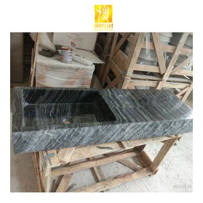 China Eco-friendly Artificial Stone Black Marble Stone Wash Basin Bathroom Sinks for sale