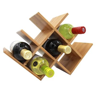 China Eco-friendly 8 Tier 3 Tier Countertop Wine Bottle Storage Display Stand Eco-friendly Wooden Bamboo Rack For Home Decor for sale