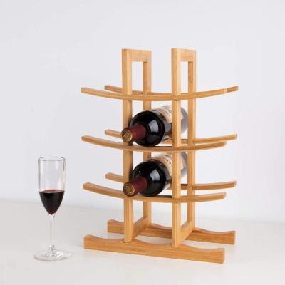 China Bamboo Wine Rack 12 Bottle Beer Storage Rack 3 Tiers Eco - Friendly Sustainable Drying Glass Rack With Rack for sale