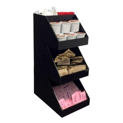 China Custom Black Bamboo Wooden Box Stocked 3 Tier Tea Storage Box Chest With Clear Acrylic Lid for sale