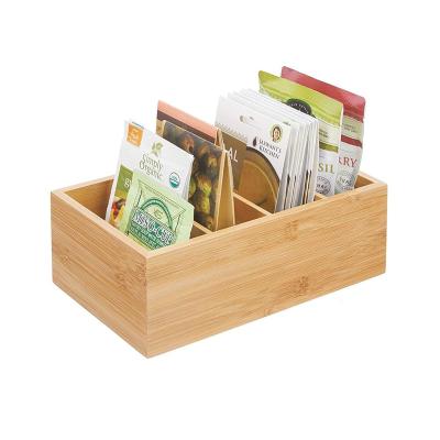 China 4 Compartments Sustainable Small Multifunctional Storage Custom Bamboo Seasoning Box For Buffet for sale