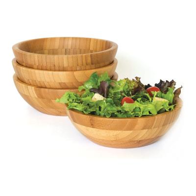 China Large Unique Round Wooden Salad Bowl Bamboo Wooden Bowls Viable With Low Price for sale