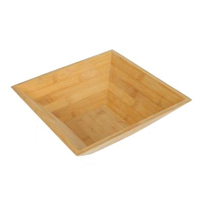 China Wholesale 3 Square Large Bamboo Wooden Salad Bowl Sustainable Set For Serving Pasta And Salad Fruit for sale