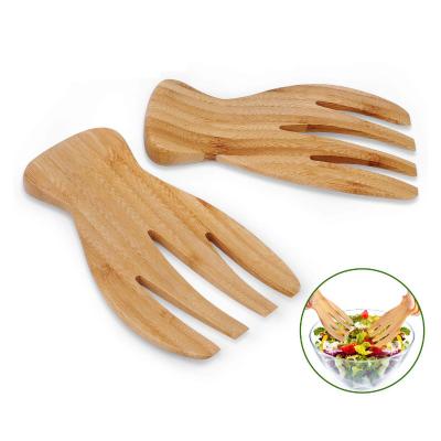 China Best Sustainable Elegant Design Bamboo Wooden Salad Servers Claws For Salad Pasta Serving Fruit for sale