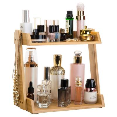 China Sustainable Sustainable Bamboo Makeup Shelf Display Stand Cosmetic Organizer for sale