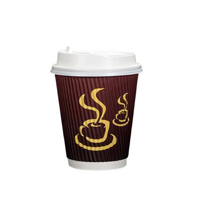 China Custom Printed Disposable Ripple Corrugated Coffee Disposable Paper Cups With Lid for sale