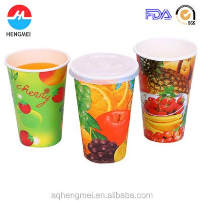 China Single Wall Cold Juice Paper Cup Price With Lid In Anqing China for sale