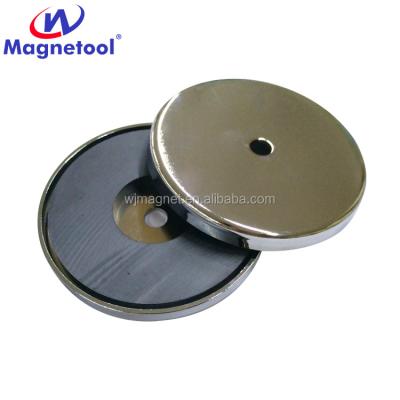 China Industrial Ceramic Shallow Magnet 210lbs RB90 Ferrite Pot Magnet D124.46x12.7mm for sale