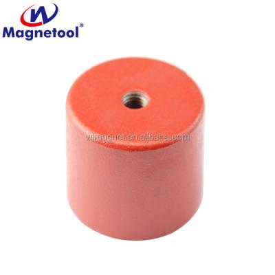 China Industrial Magnet D35D65mm Red Alnico Deep Pot Magnet With Copper Spacer for sale