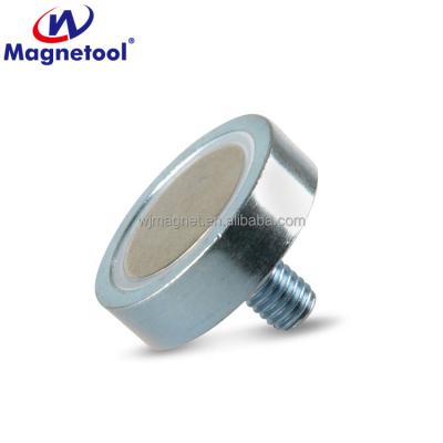 China Strong powerful industrial magnet smco shallow pot magnet with male outer thread for sale