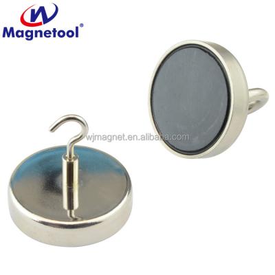 China Industrial Magnet Ferrite Pot Strong Shallow Magnet With A Magnetic Hook Hook for sale