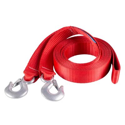 China Custom Polyester +Metal 50mm Car 5T Tow Strap Tow Hook Strap With Safety Hooks for sale