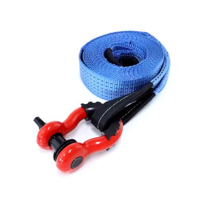 China High Tensile Polyester +Metal 100% Polyester Car Heavy Duty Emergency Tow Rope Strap With Shackle for sale