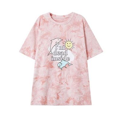 China Anti-Wrinkle Woman Cute Pink Girls Blue Polyester Oversized T-Shirt for sale