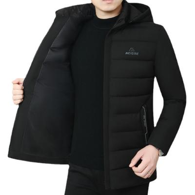 China Winter Hooded Coat Waterproof Black Padded Large Size Men's Down Jacket for sale