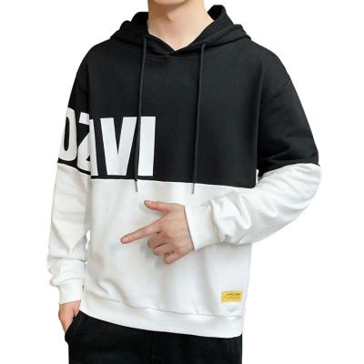 China Breathable Sweatshirt Polyester And Cotton Quilted Letter Color Block Hoodies Men for sale