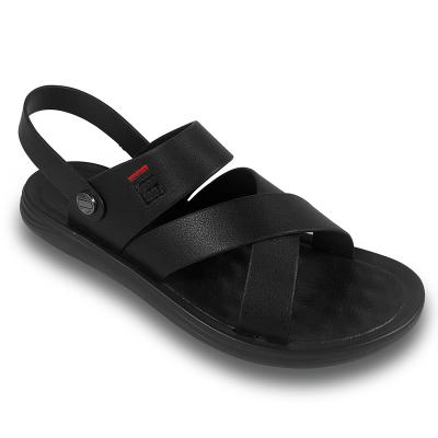 China 2021 Round Casual Black Fashion PU Summer Outdoor Sandals For Men for sale