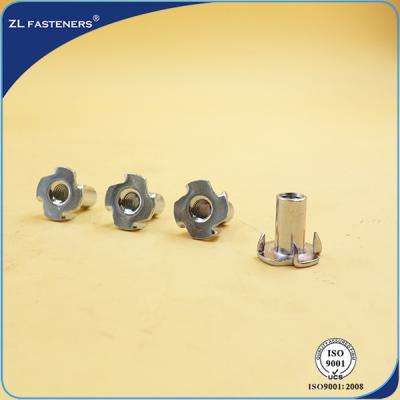 China Zinc Plated Furniture T Nut With Four Prongs Carbon Steel Material for sale