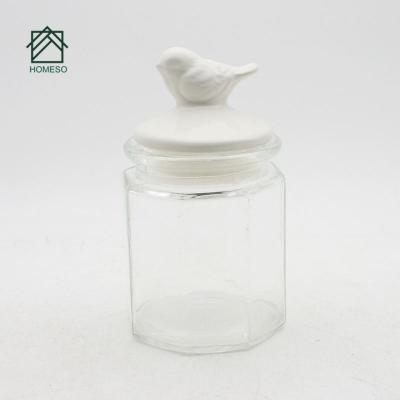 China Wholesale Airtight Glass Jar Candy Storage Jar Borosilicate Glass Stocked Jar With Stainless Ceramic Lid for sale