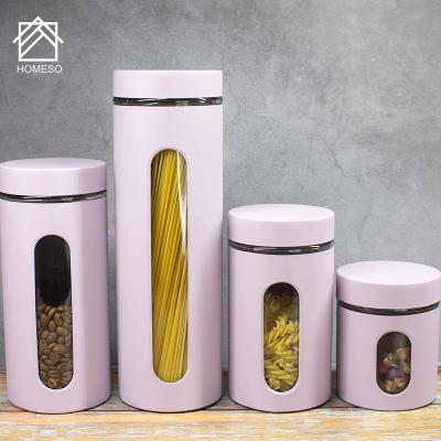 China Stainless Steel Folding L Glass Kitchen Storage Canister Sets for sale