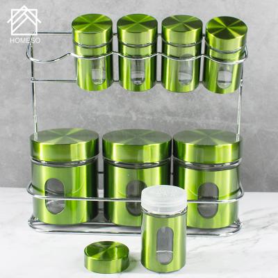 China Stocked Stainless Steel Tank Pot Spice Condiment Pot Set Spice Jar Condiment Kitchenware Seasoning Box for sale