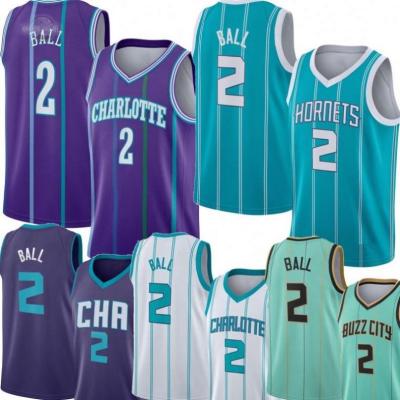 China 2021-2022 Lamelo Ball 2 City Hornets Jersey Antibacterial Wholesale Best Quality Stitched Basketball Jerseys for sale