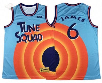 China Cheap 2022 Hot Sale Men Antibacterial Match Squad #6 James Space Jam Stitched Gold Printed Basketball Tank Top for sale