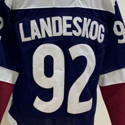 China Shirts & Tops ready to ship Colorado Gabriel Landeskog Navy Blue Best Quality Stitched National Hockey Jersey for sale