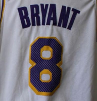 China Bryant #8 Antibacterial White Best Quality Stitched Basketball Jersey Black / White Baseball for sale