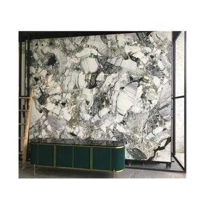 China Modern Technical Ice Green Chipboard Stone Slab Super Thin Wall Panel for sale