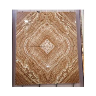 China Modern Translucent Backlit Wall Panels Peacock Onyx Slab Price for sale