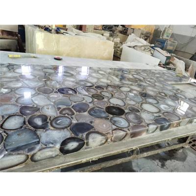 China Modern Backlit Gray Gemstone Agate Countertop for sale