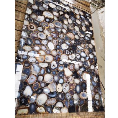 China Modern Black Translucent Semi Precious Stone Slabs for sale