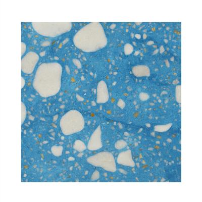 China Modern artificial blue terrazzo with white chips floor tiles for sale