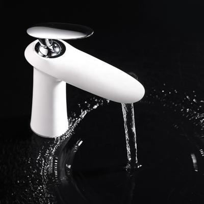 China New Style Cheapest Single Handle Bathroom Faucets Modern White Mixer Basin Faucet for sale