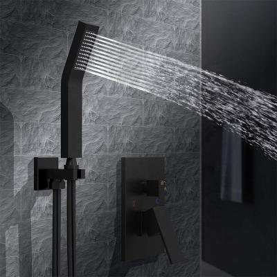 China With Sliding Bar Blackened Brass Wall Mounted Concealed Rain Shower Set With Hand Held Shower for sale