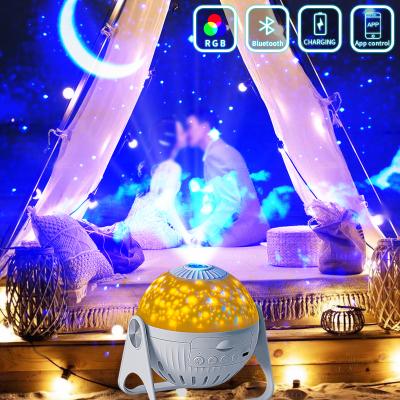 China Hot Selling Modern Alibaba Galaxy Green Laser Lamp With Mobile Phone Blue Tooth Led Music Night Light Projector For Baby Kids for sale