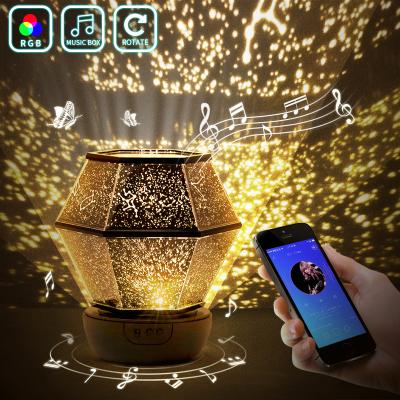 China Modern Kids Star Colorful Led Bluetooth Speaker Night Light Rotating Galaxy Projector Lamp for sale