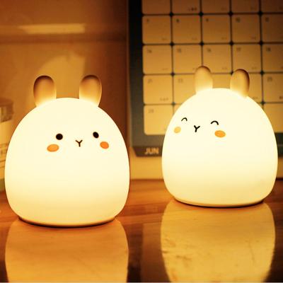 China Cheap Custom Silicon Led Toy Rabbit Led Night Light Cute Night Light Kids Lamp Desk Base for sale