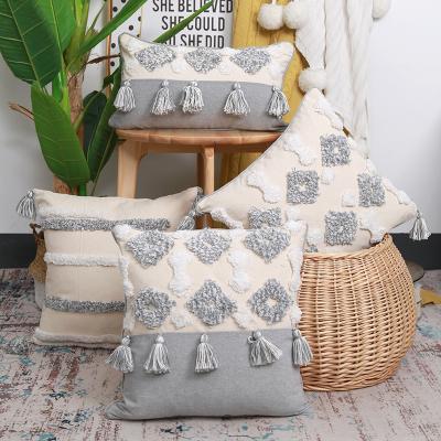 China Anti-Static Tufted Home Pillow Cover Embroidery Decorative Pillow Covers Light Luxury Fashion Woven Cushion for sale